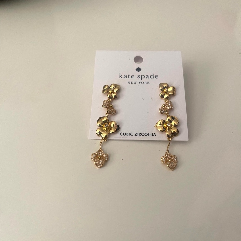 Kate Spade Gold Floral Statement Earrings - Picture 6 of 6
